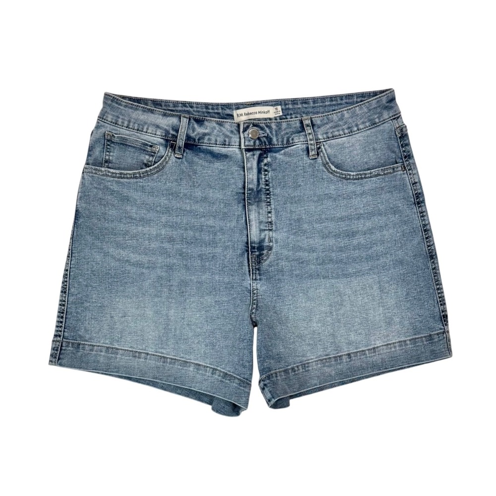 Rebecca Minkoff High Waist Denim Jean Shorts Size 16 A Line Stretch 90s Style